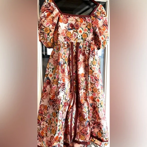 IN LOOM Floral Puff Sleeve Midi Dress | NWT | Cottagecore |Square Neck | S - L - Picture 1 of 16